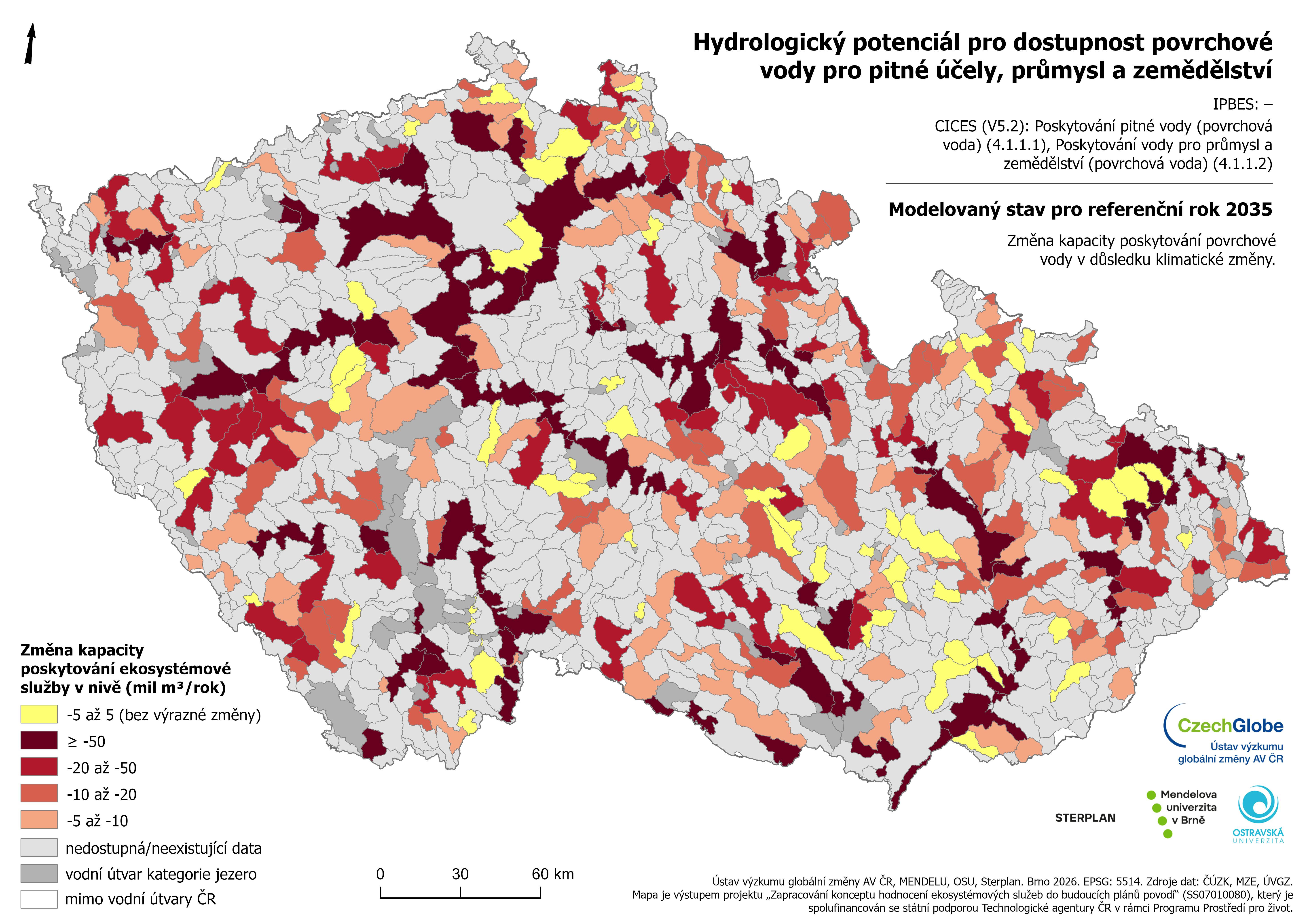 3-35 - Dostupnost povrchové vody (2035)
